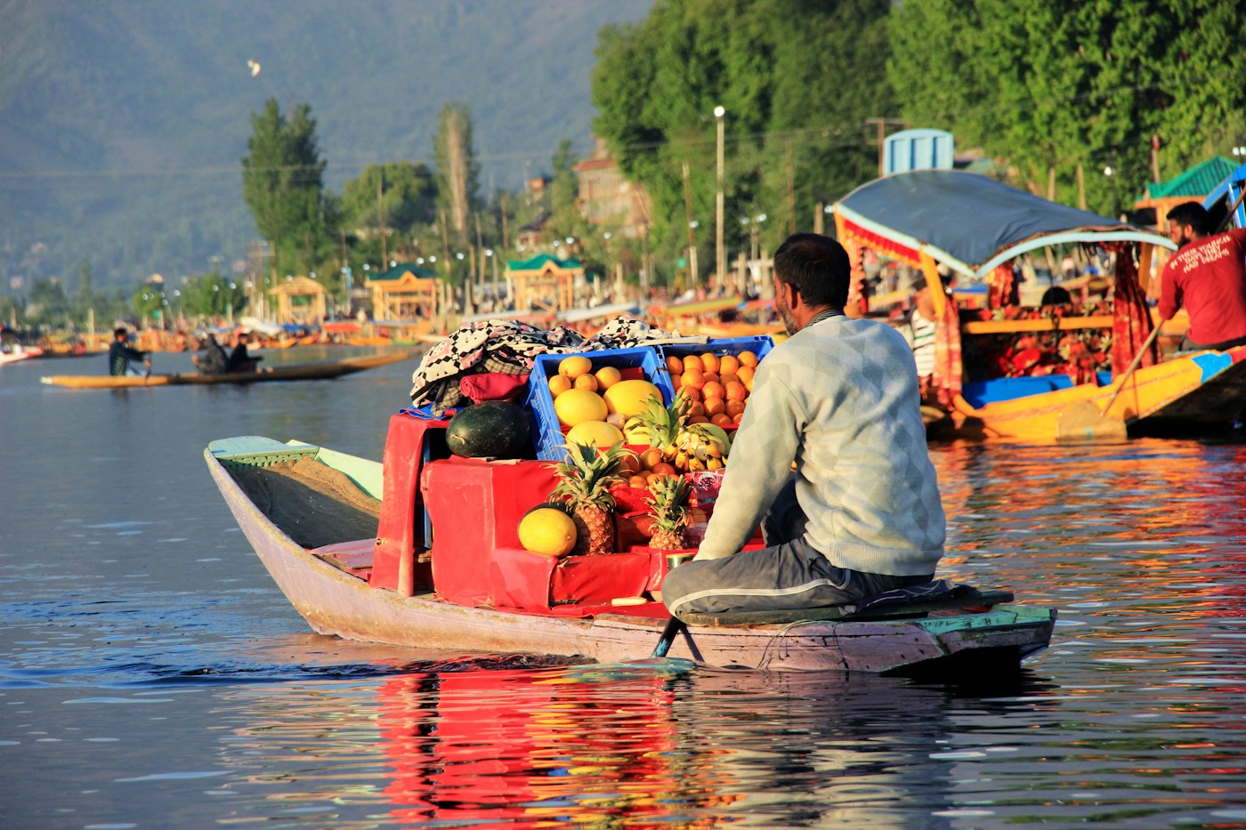 Floating market on Dal Lake in Kashmir